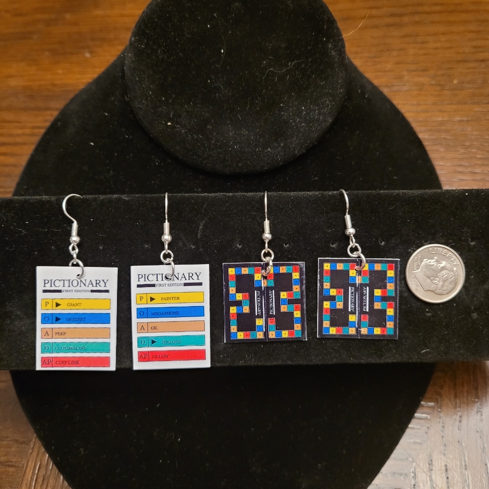 Mini Pictionary board / card Earrings